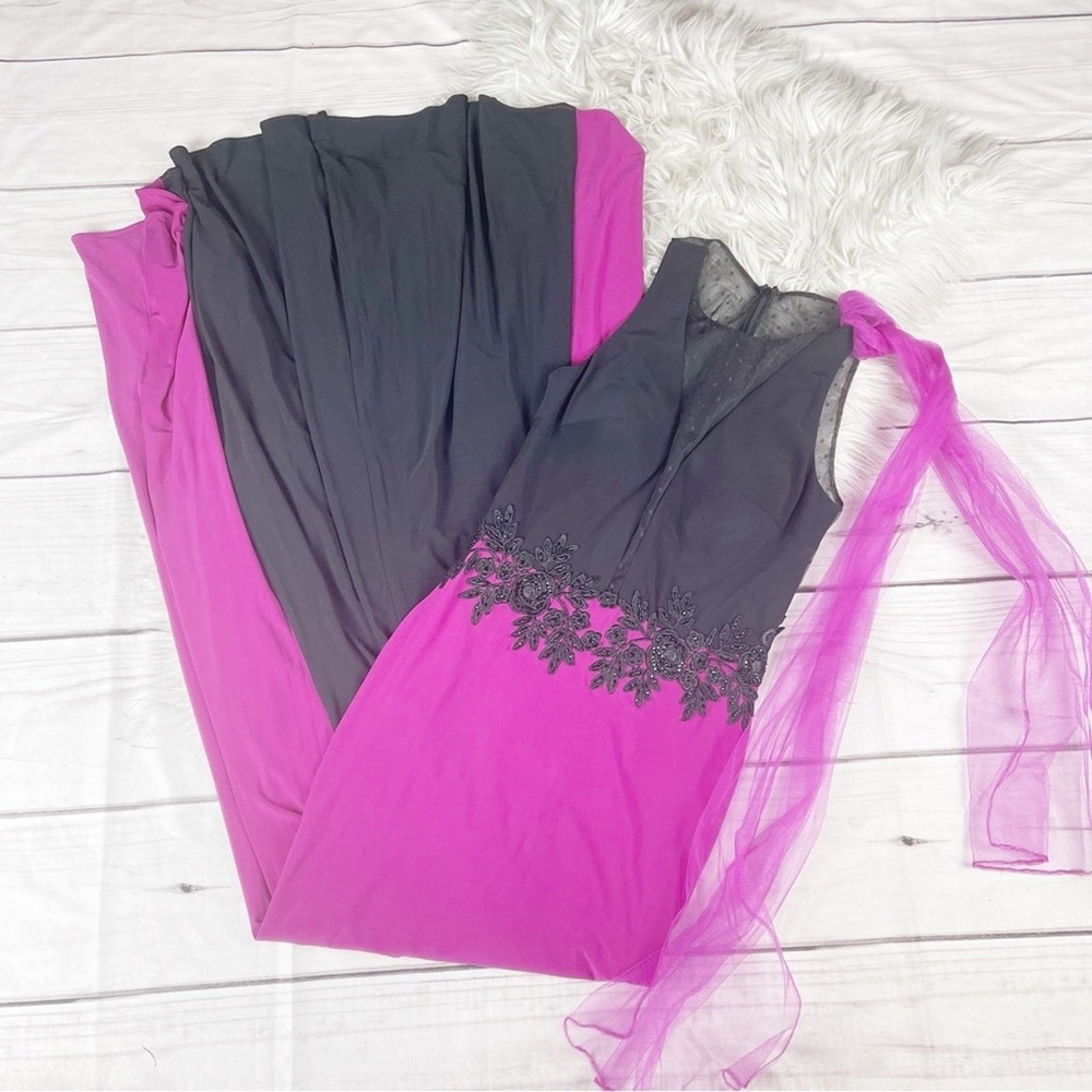 Madison James Fuchsia and Black Evening Prom Dress Size 6‎